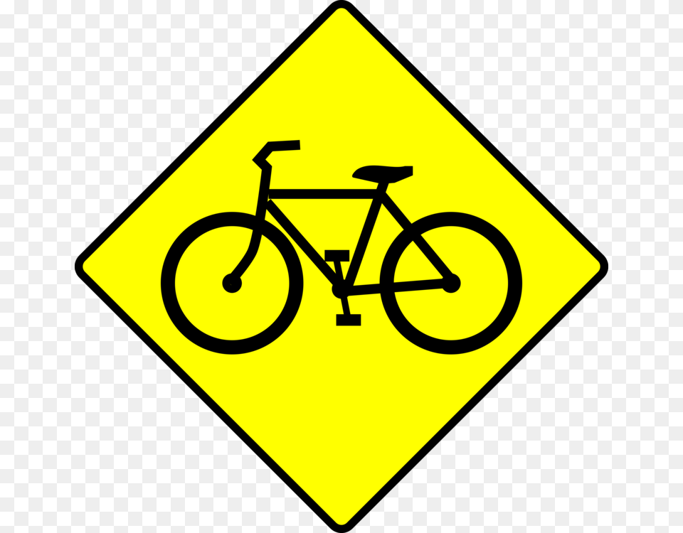 Traffic Sign Bicycle Warning Sign Cycling, Symbol, Transportation, Vehicle, Machine Free Png Download