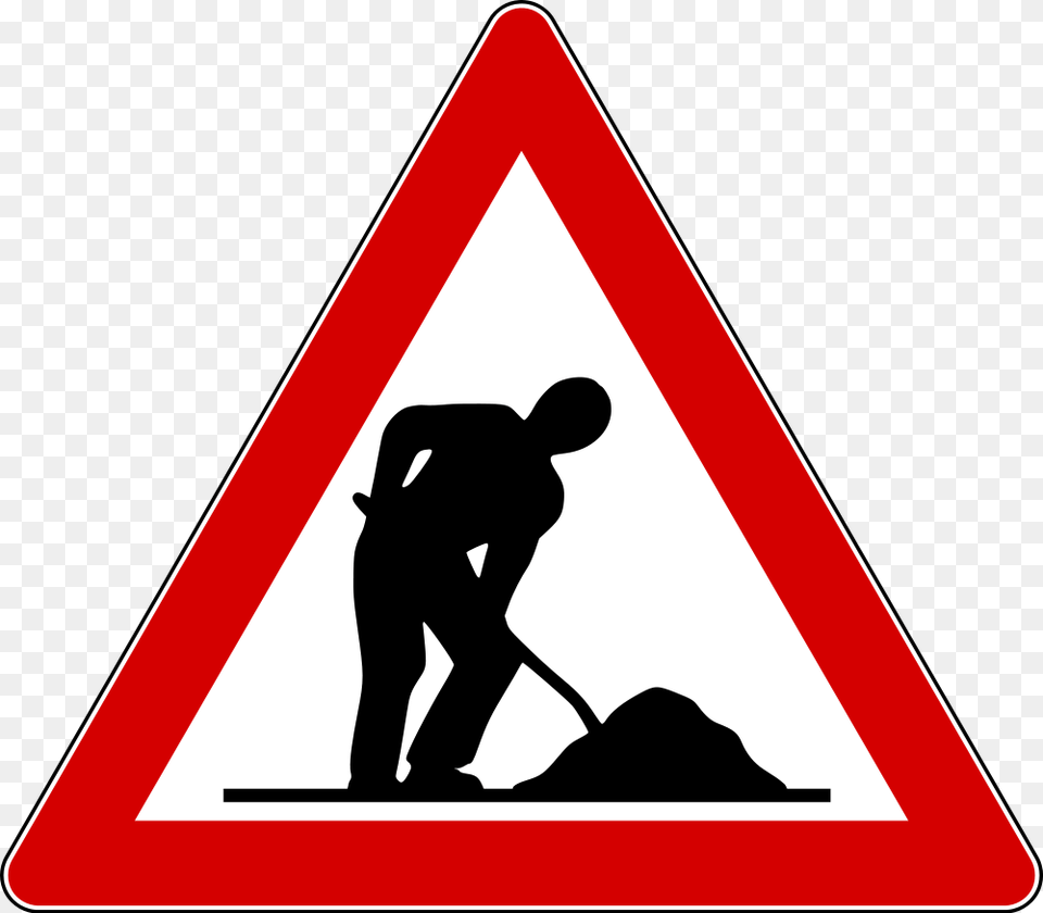 Traffic Sign Men At Work Traffic Sign, Symbol, Animal, Bear, Mammal Free Png Download
