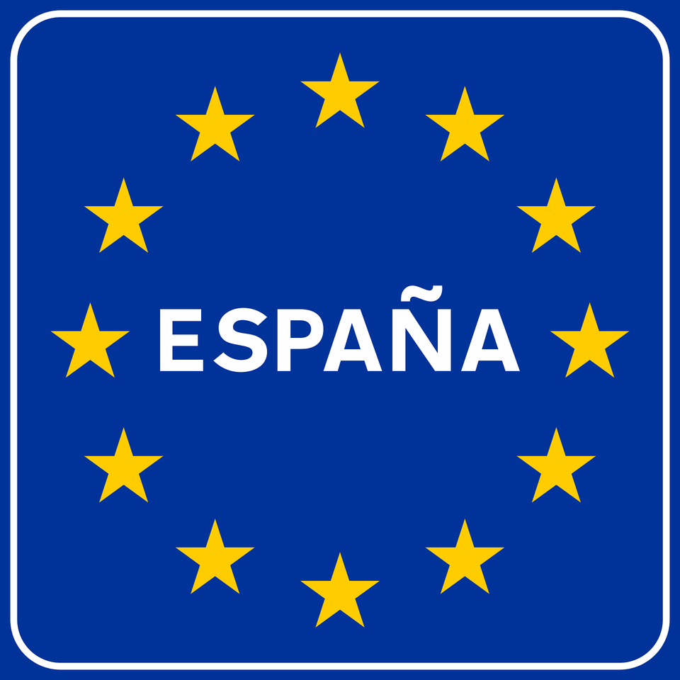 Traffic Sign Of Border With Spain Clipart, Symbol, Star Symbol, Flag Free Transparent Png