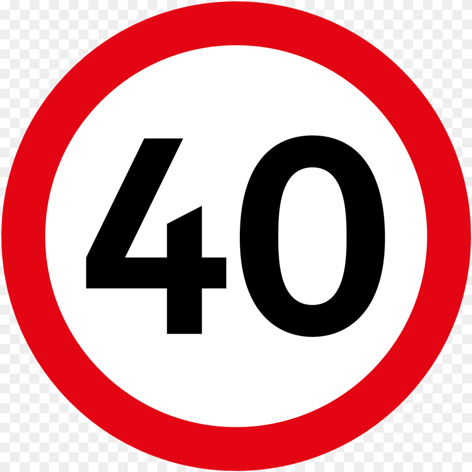 Traffic Sign Speed Limit 40 Icon Illustration Anti Communist No Background, Symbol, Road Sign, Text Free Transparent Png