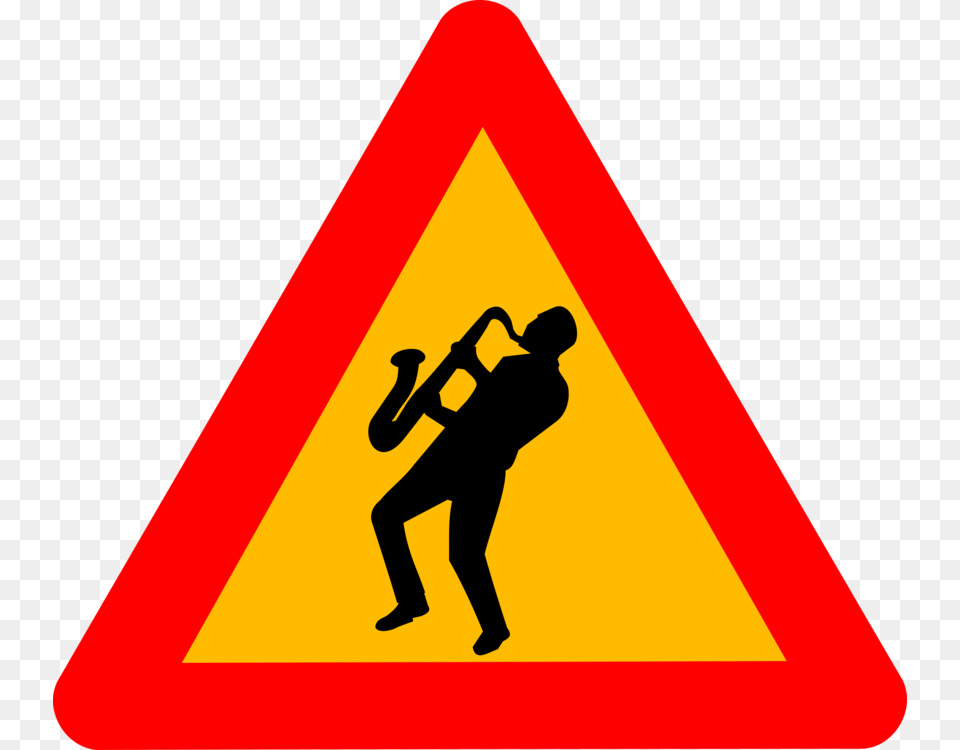 Traffic Sign Warning Sign Jazz Music, Symbol, Road Sign, Adult, Male Free Png Download