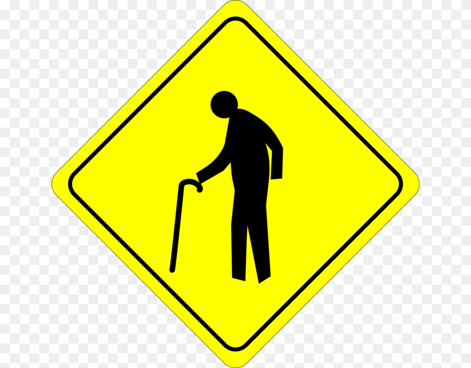 Traffic Sign Warning Sign Old Age Pedestrian, Symbol, Adult, Male, Man Free Transparent Png