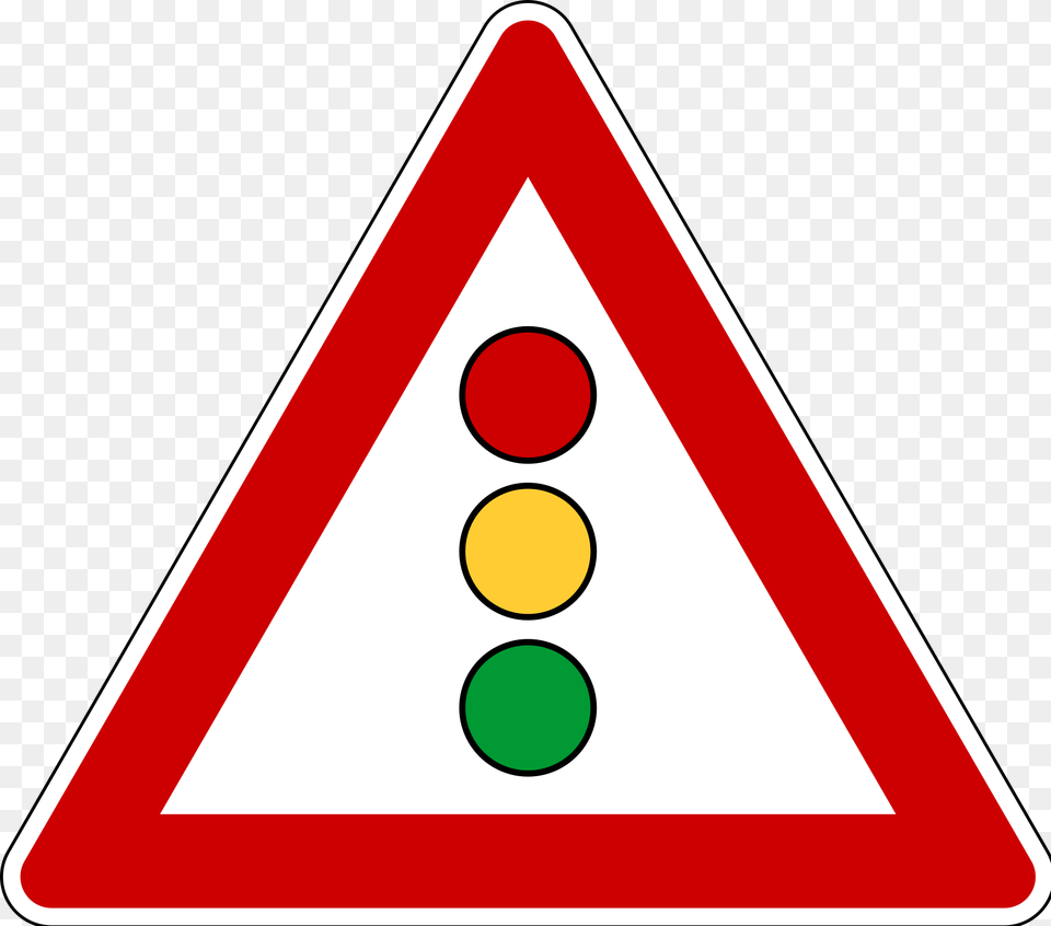 Traffic Signals Ahead, Sign, Symbol, Triangle, Light Png Image