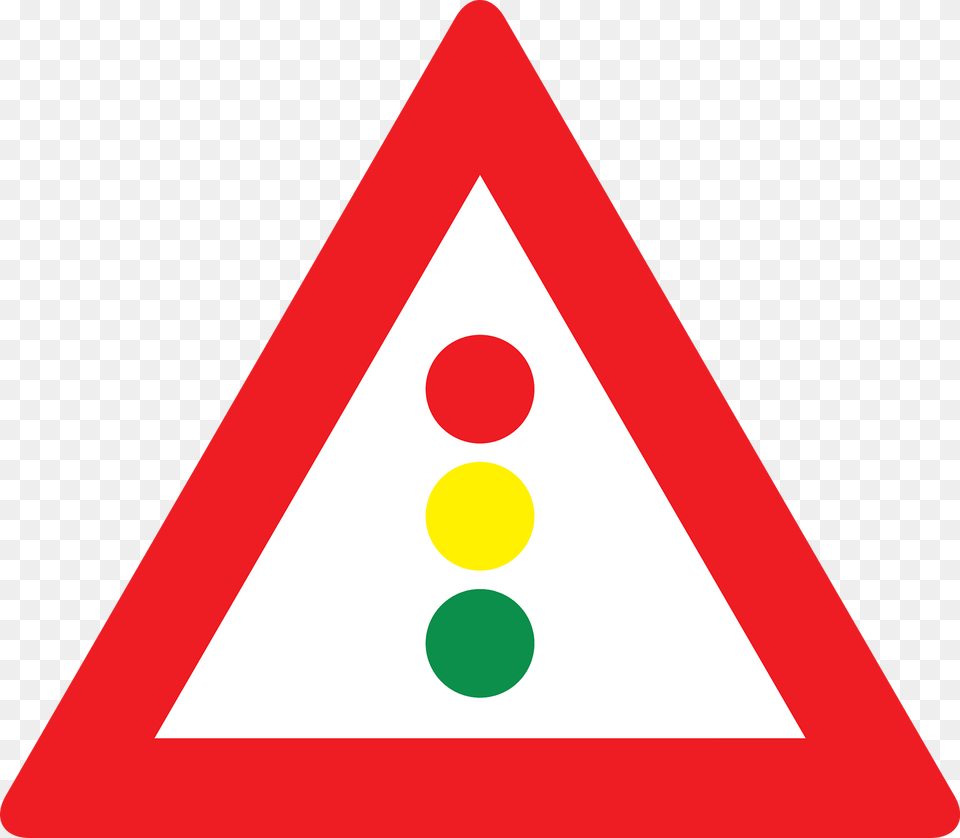 Traffic Signals Ahead Sign In Austria Clipart, Triangle, Symbol Free Transparent Png