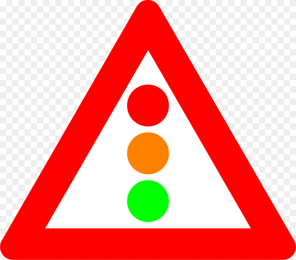 Traffic Signals Ahead Sign In Belgium Clipart, Triangle, Symbol, Dynamite, Weapon Png Image