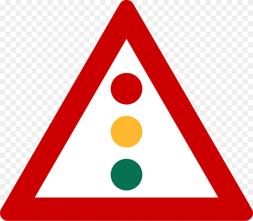 Traffic Signals Ahead Sign In Greece Clipart, Triangle, Symbol Free Png Download