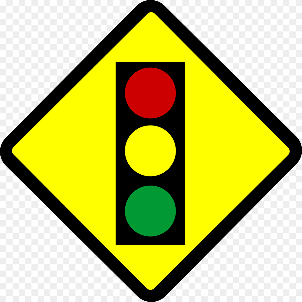 Traffic Signals Ahead Sign In Indonesia Clipart, Light, Traffic Light, Symbol, Blackboard Free Png Download