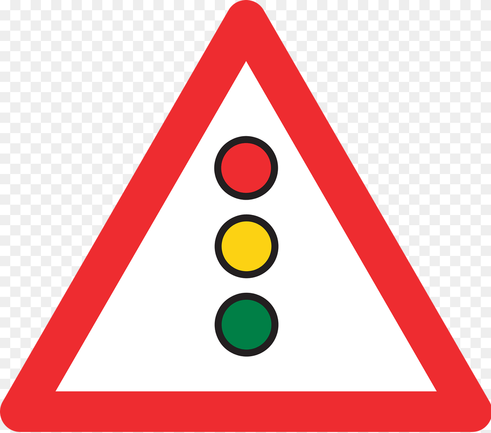 Traffic Signals Ahead Sign In Switzerland Clipart, Triangle, Symbol, Light, Traffic Light Free Png Download