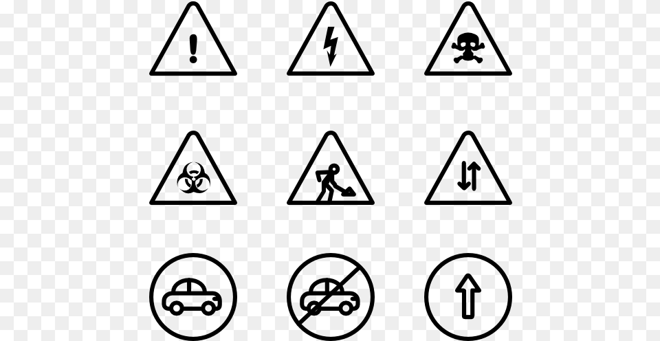 Traffic Signs Set Symbol, Gray Png