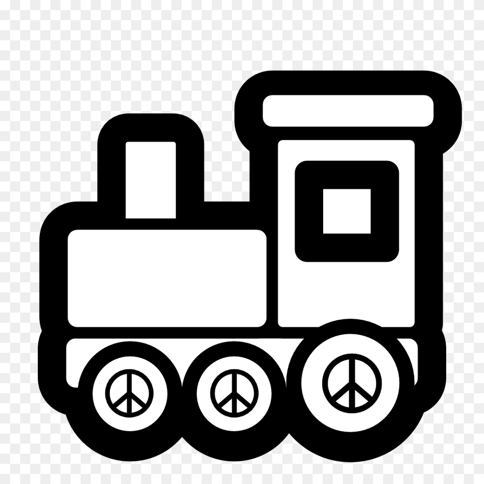 Train Clipart Black And White, Bulldozer, Machine, Stencil, Wheel Png Image