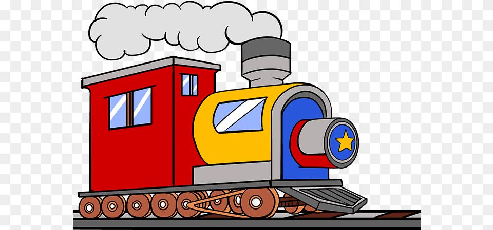 Train Smoke How To Draw Train Train Drawing With Animated Pic Of Train, Vehicle, Transportation, Railway, Locomotive Free Png Download