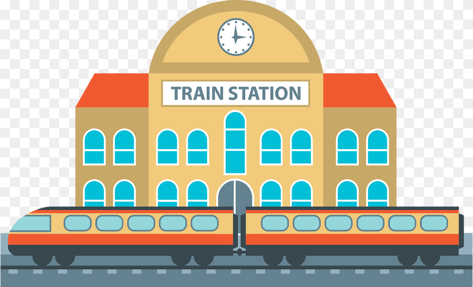 Train Station Clipart, Terminal, Vehicle, Transportation, Railway Png Image