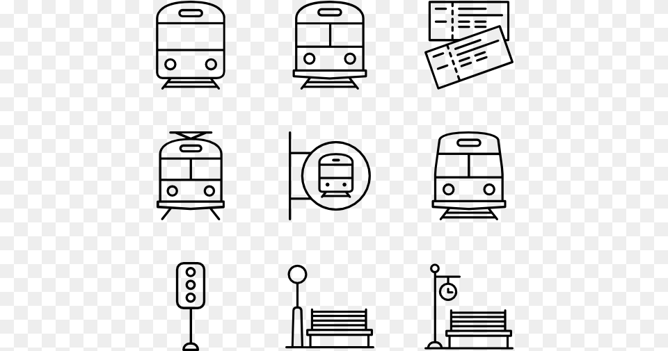 Train Station Pictogram, Gray Free Png