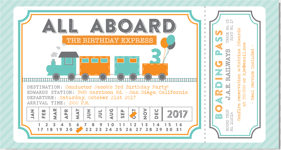 Train Ticket Birthday Invitation Turquoise, Paper, Text, Advertisement, Poster Free Transparent Png