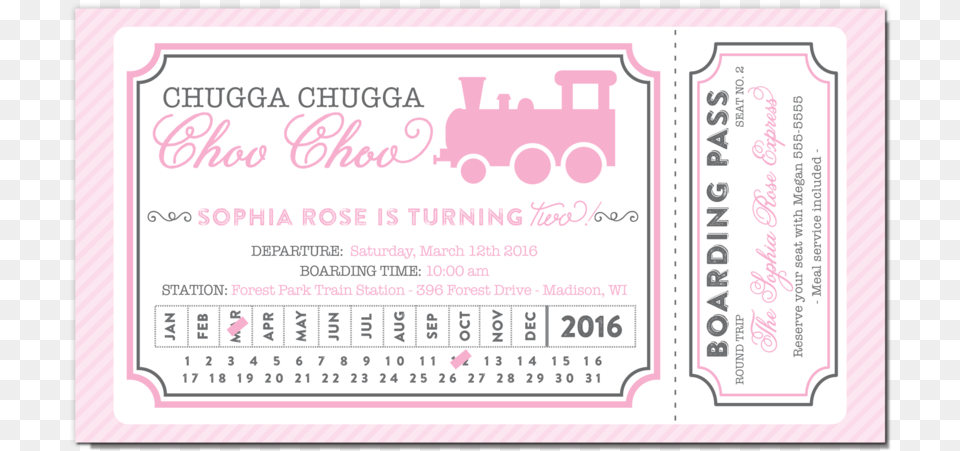 Train Ticket Pink Gray, Paper, Text Free Png