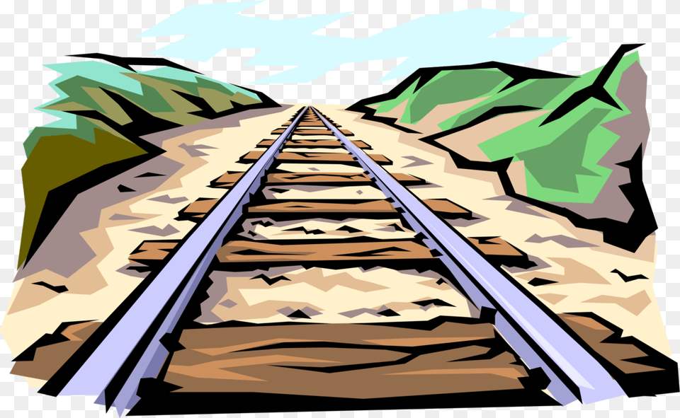 Train Tracks Royalty Free Vector Clip Art Illustration Desenho Trilho De Trem, Railway, Transportation Png Image