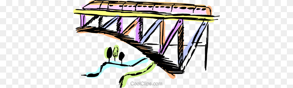 Train Traveling Over A Bridge Royalty Vector Clip Art, Arch, Architecture, Water, Waterfront Free Png Download