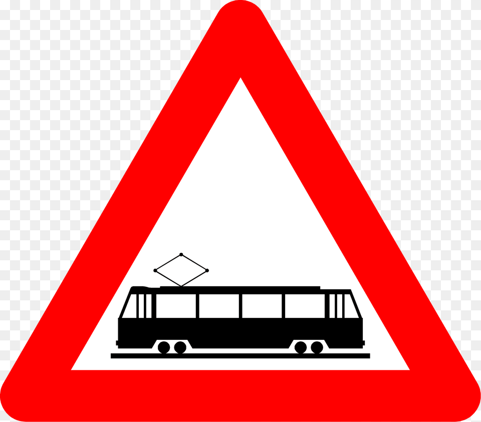 Tram Crossing Sign In Belgium Clipart, Symbol, Road Sign Free Transparent Png