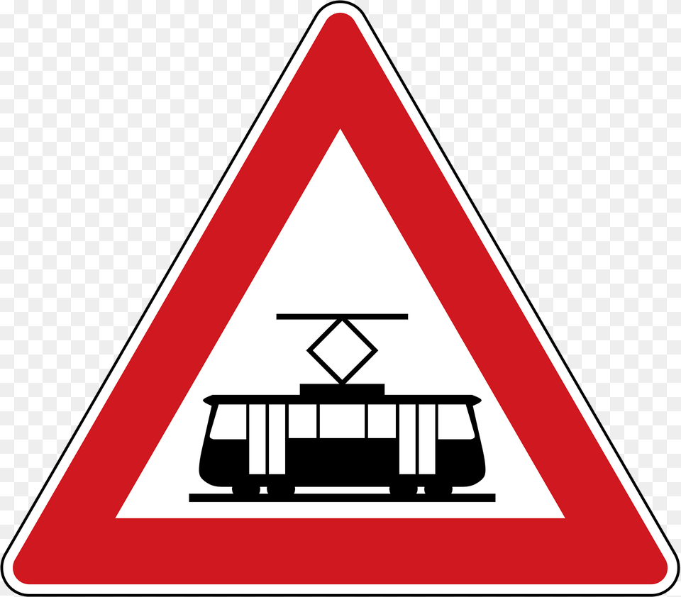 Tram Crossing Sign In Czech Republic Clipart, Symbol, Road Sign Free Png