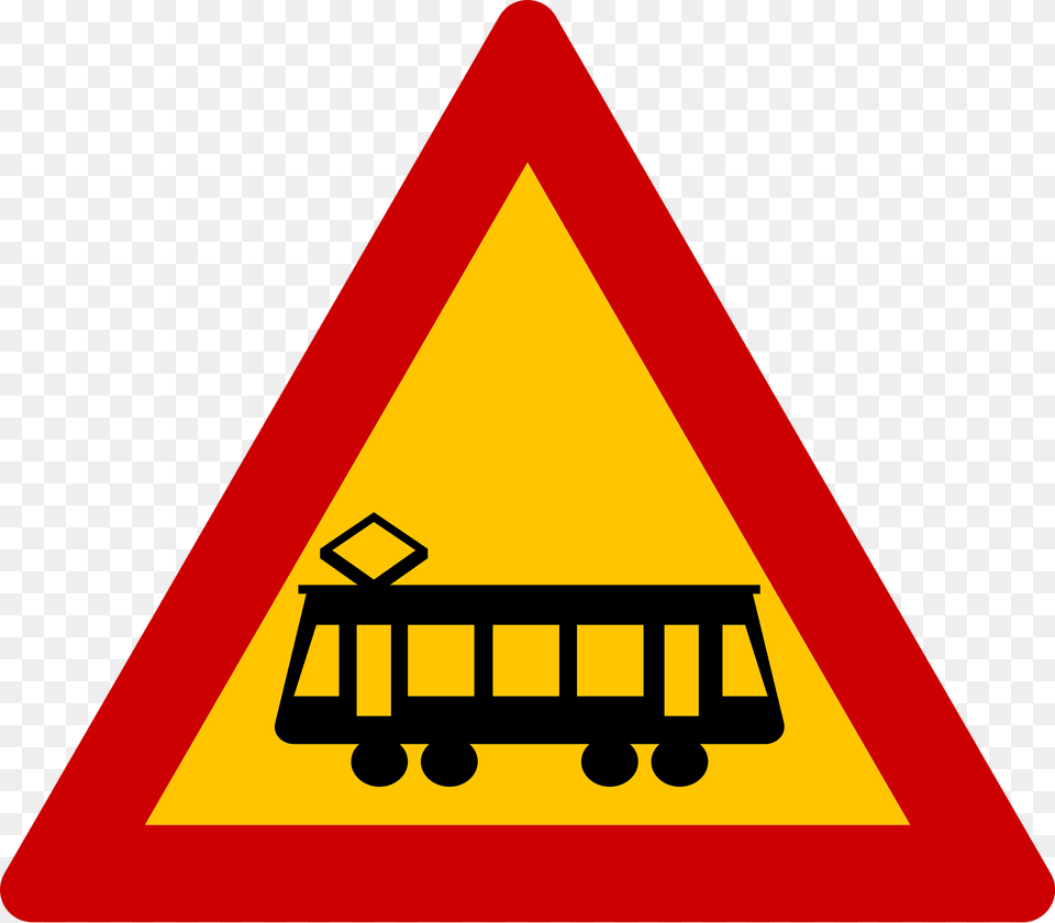 Tram Crossing Sign In Greece Clipart, Symbol, Road Sign Png Image