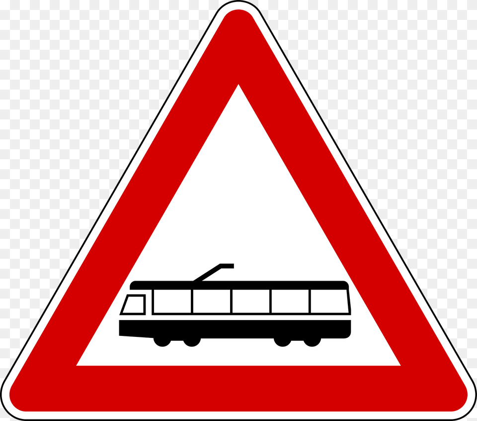 Tram Crossing Sign In Italy Clipart, Symbol, Road Sign, Machine, Wheel Free Png