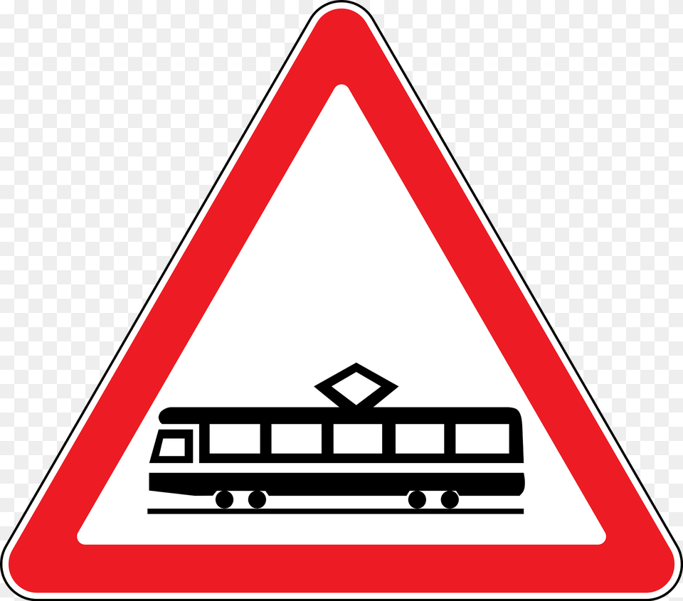 Tram Crossing Sign In Moldova Clipart, Symbol, Road Sign Png