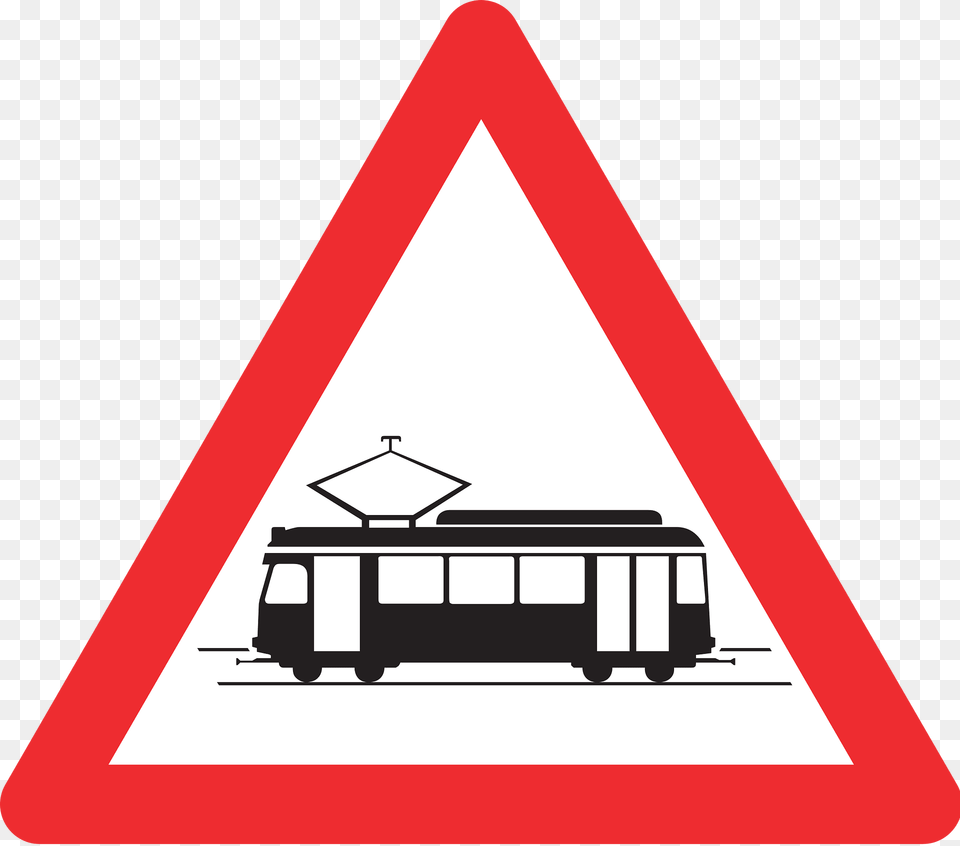 Tram Crossing Sign In Switzerland Clipart, Symbol, Road Sign, Machine, Wheel Free Png