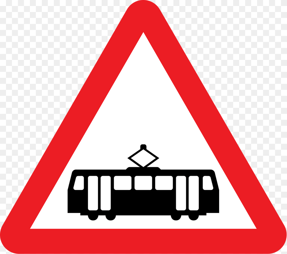 Tram Crossing Sign In Uk Clipart, Symbol, Road Sign, Dynamite, Weapon Free Png Download