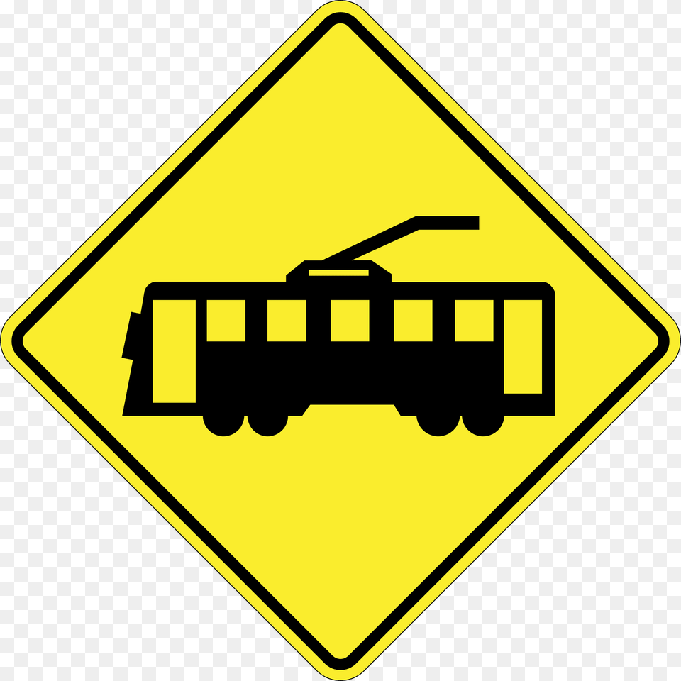 Tram Streetcar Crossing Sign In Argentina Clipart, Symbol, Road Sign Free Png