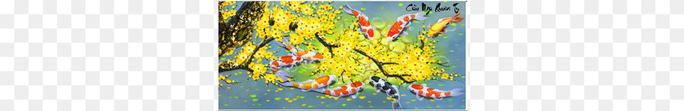 Tranh Thu Ch Thp C Chp Hoa Mai Vng X8168 Ochna Integerrima, Animal, Carp, Fish, Koi Png