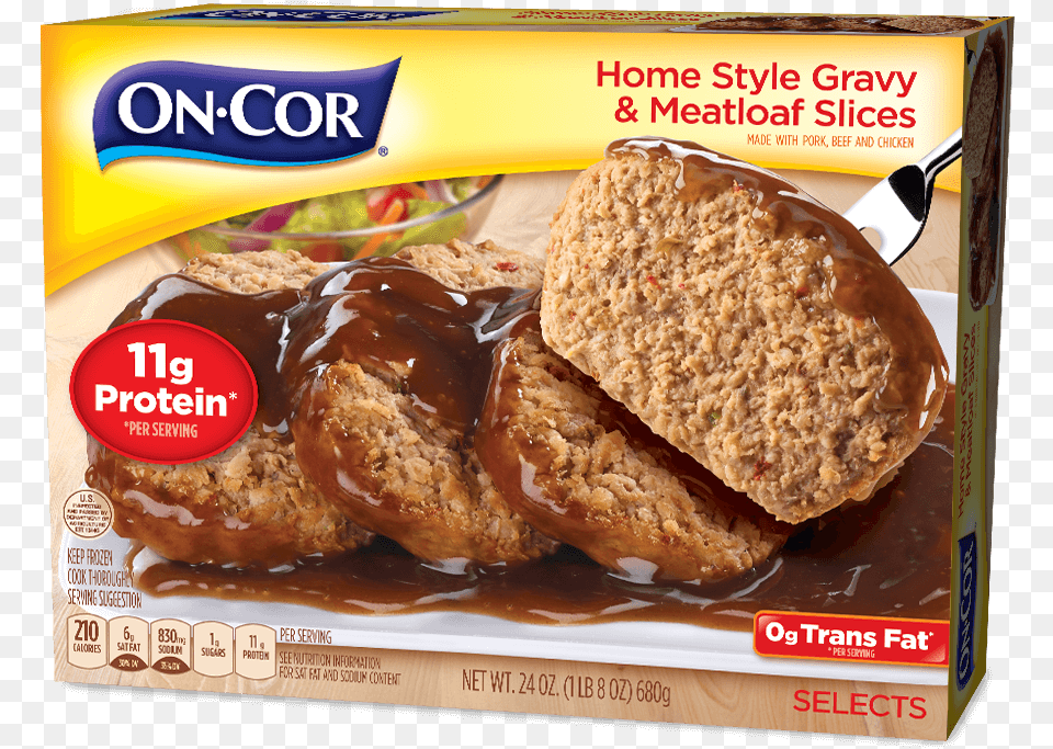 Trans Fat And Rich In Protein On Cor Selects Home Style Gravy Amp Meatloaf Slices, Bread, Food, Sweets Free Png Download