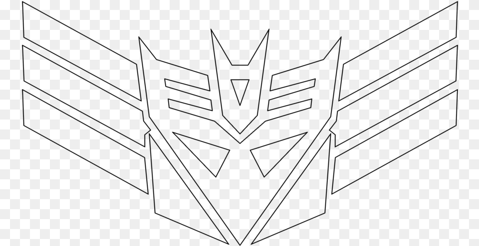Transformers Decepticon Logo Outline Line Art, Gray Png Image