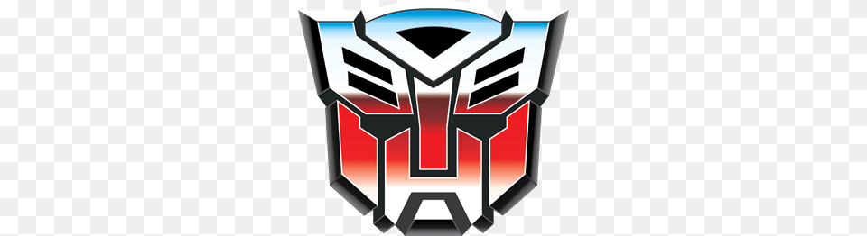 Transformers Logo Red Silver Blue, Emblem, Symbol, Armor Free Png