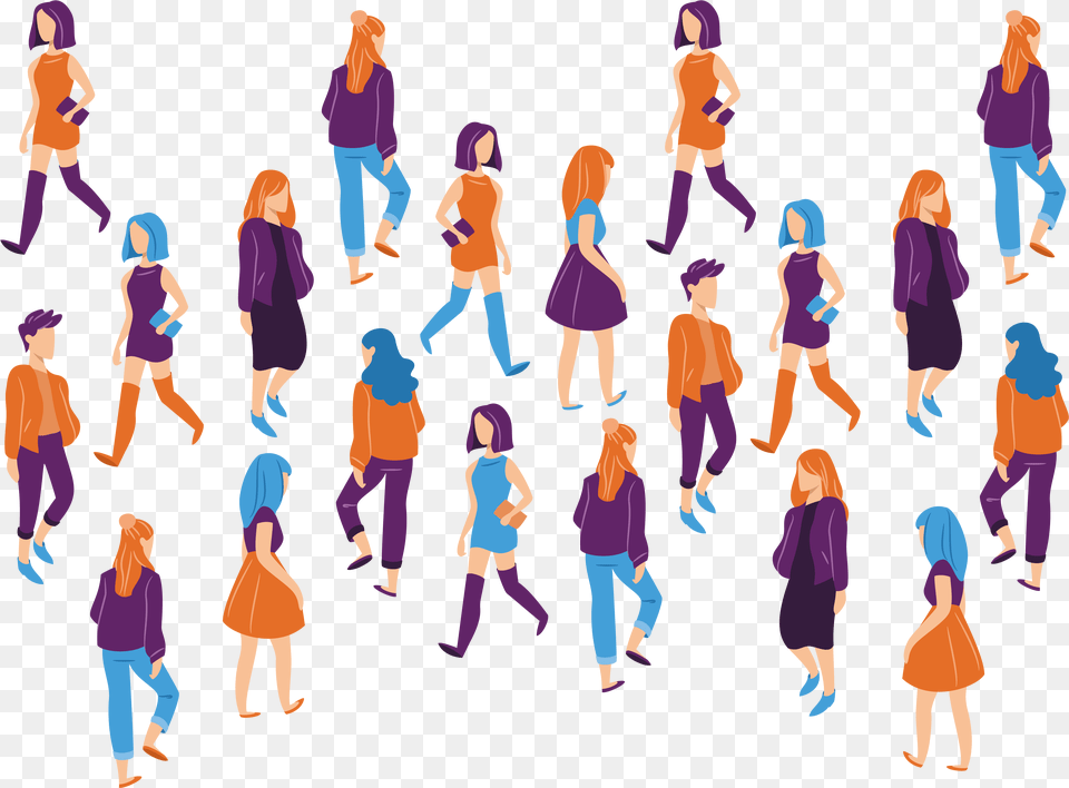 Transparency Crowd People Walking 10 Hq Online Puzzle People Walking Around Clipart, Purple, Person, Adult, Publication Png