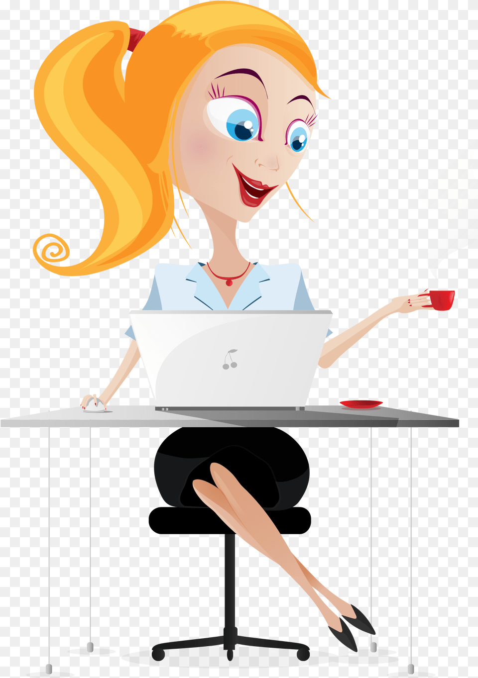 Transparent 3d Man Business Woman Cartoon, Table, Furniture, Adult, Person Free Png