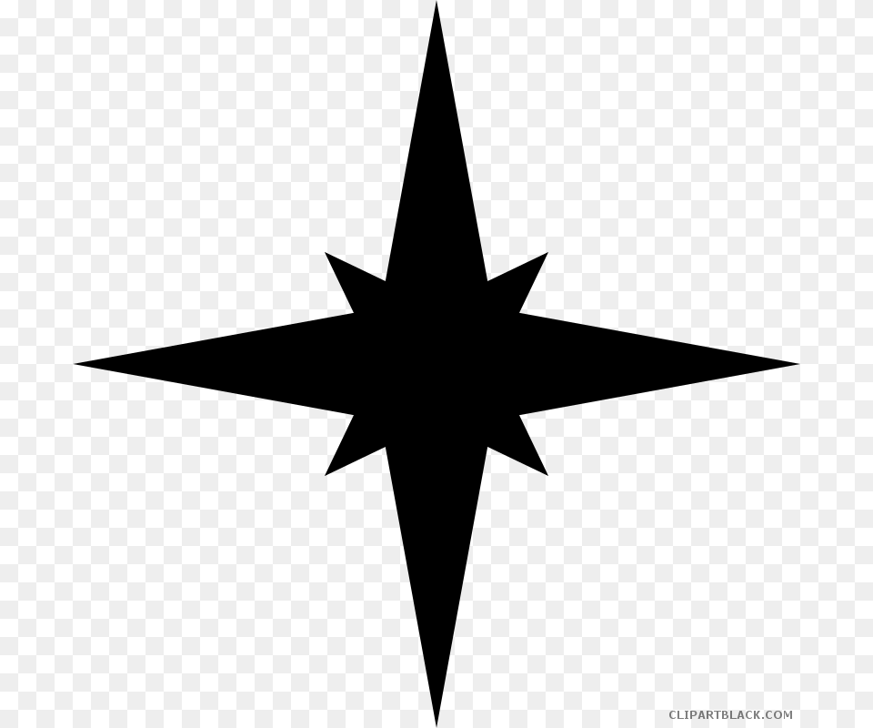 Transparent 4 Point Star, Gray Png