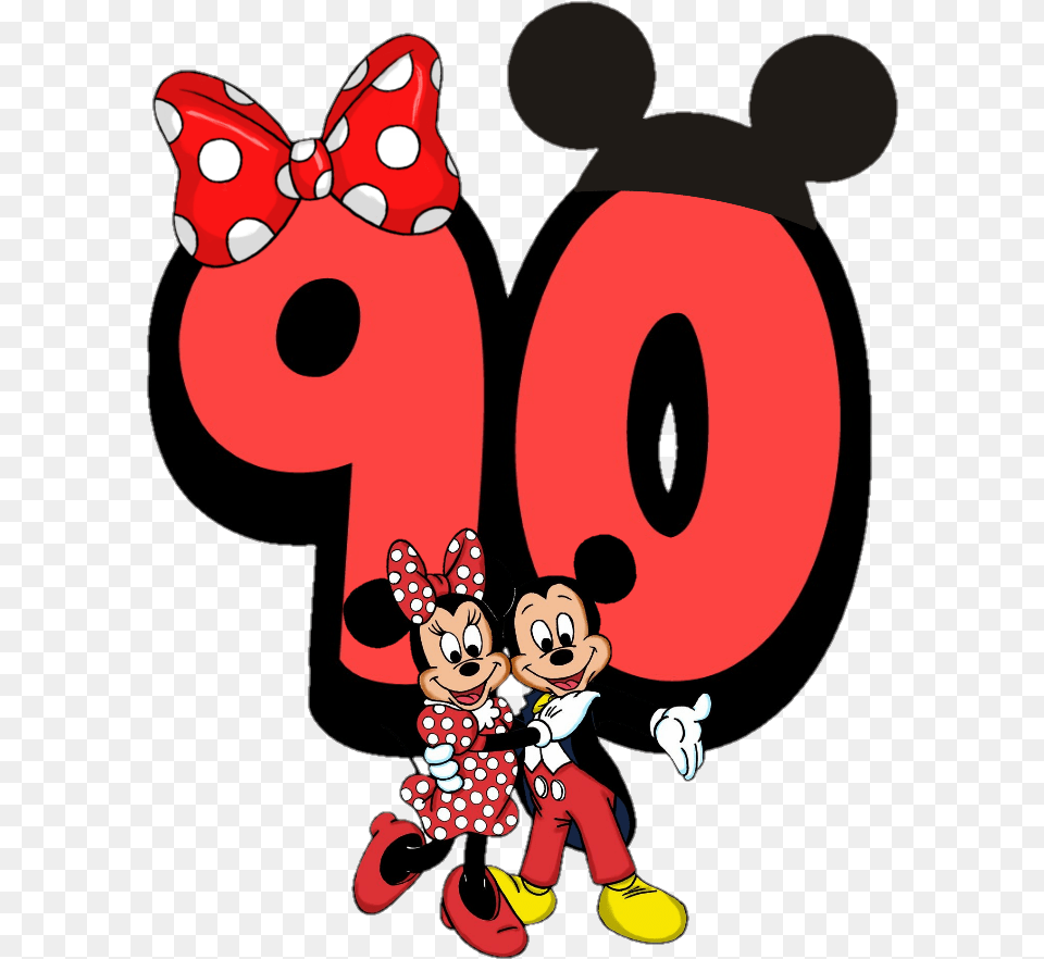 Transparent 90th Birthday Clipart Love Mickey Mouse And Minnie Mouse, Number, Symbol, Text, Face Png