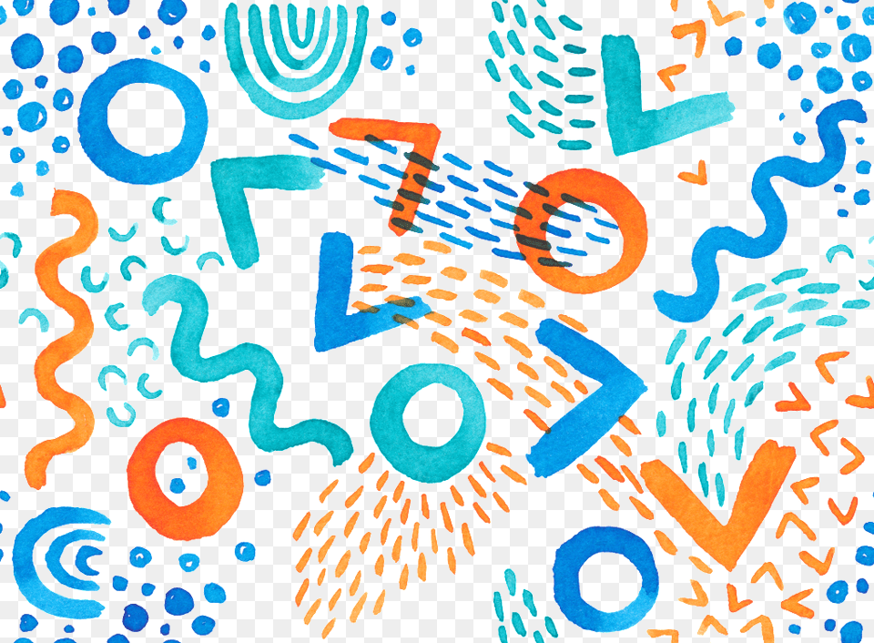 Transparent Abstract Watercolor Fill Background Blau Orange Und Aqua Flippiges Geometrics Thermosbecher, Art, Number, Symbol, Text Free Png Download
