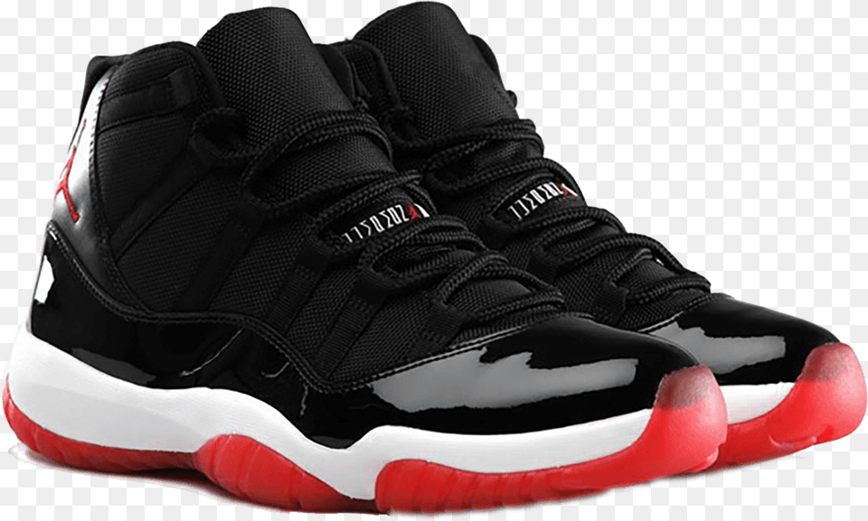 Air Jordan Jordan Retro 11 Black And Red, Clothing, Footwear, Shoe, Sneaker Free Transparent Png
