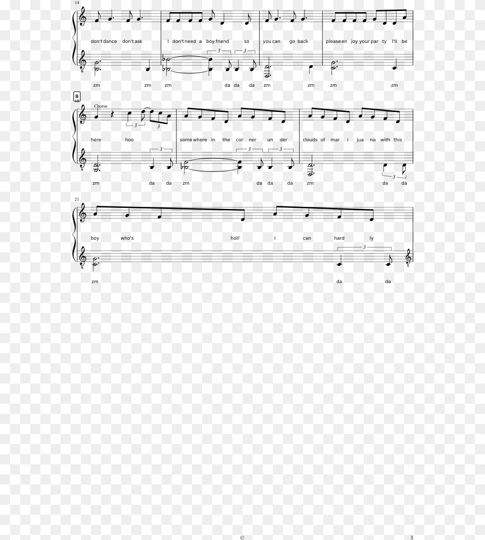 Transparent Alessia Cara Sheet Music, Gray Free Png