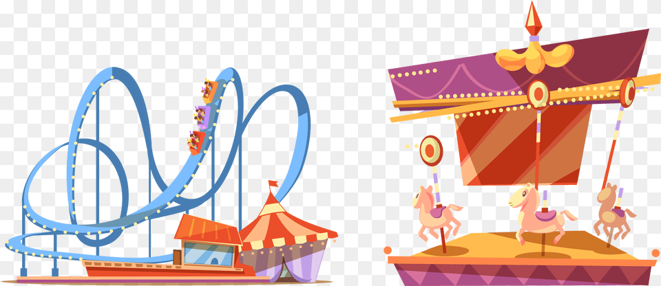 Transparent Amusement Park Amusement Park Roller Coaster Clipart, Circus, Leisure Activities, Amusement Park, Bulldozer Free Png Download