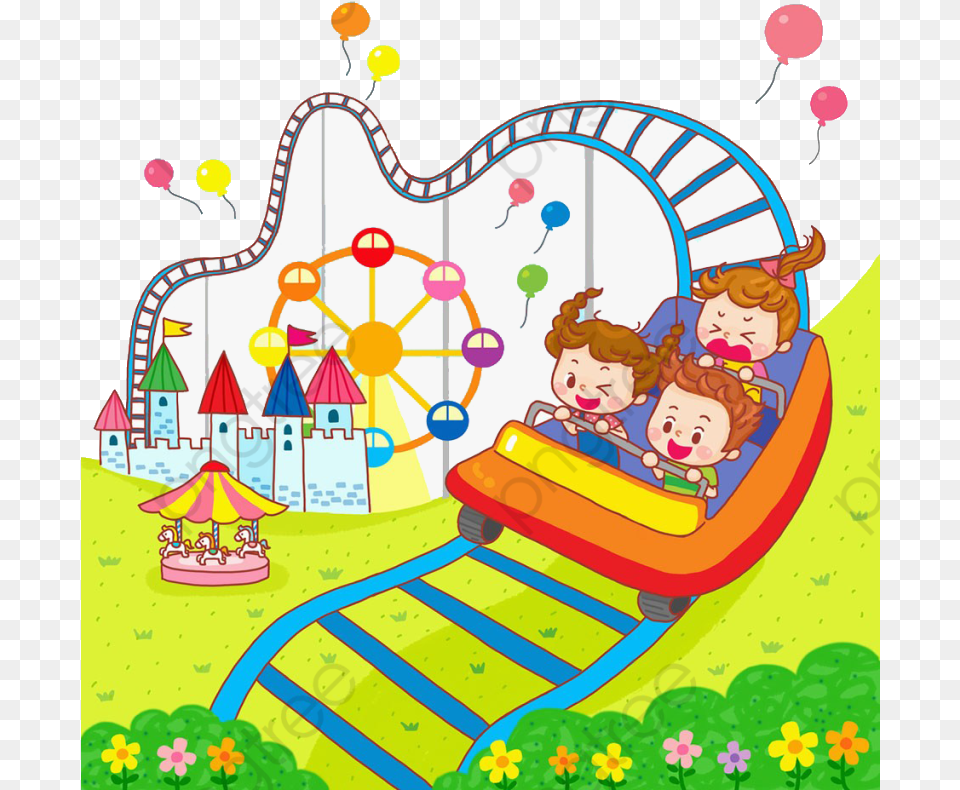 Transparent Amusement Park Clip Art Animated Roller Coaster Clipart, Play Area, Face, Head, Outdoors Free Png Download