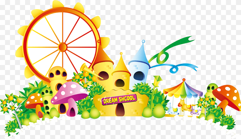 Transparent Amusement Park Image Cartoon Background, Cutlery, Fork, Logo, Sticker Png