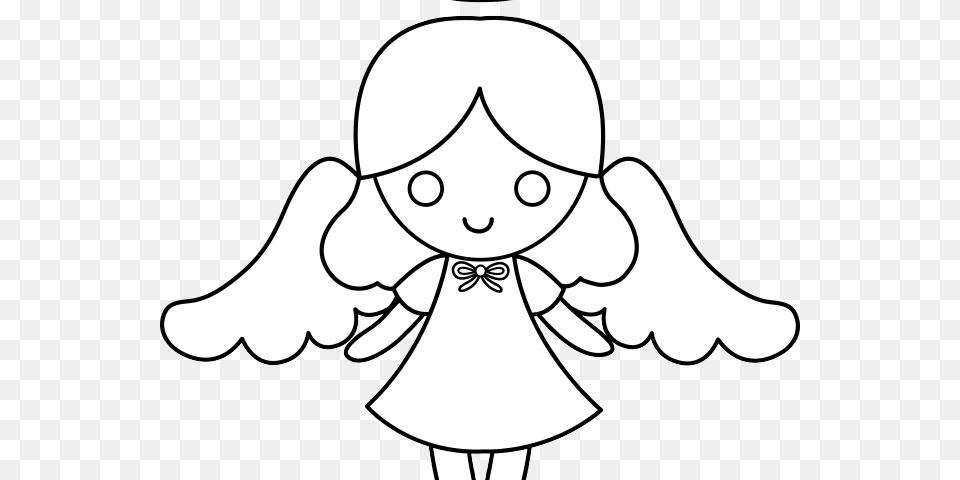 Transparent Angel Wings Clipart Black And White Drawing, Baby, Person, Face, Head Png Image