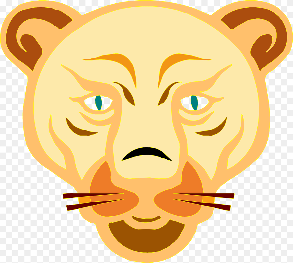 Transparent Angry Lion Mountain Lion Cartoon Face, Baby, Person, Head Png Image