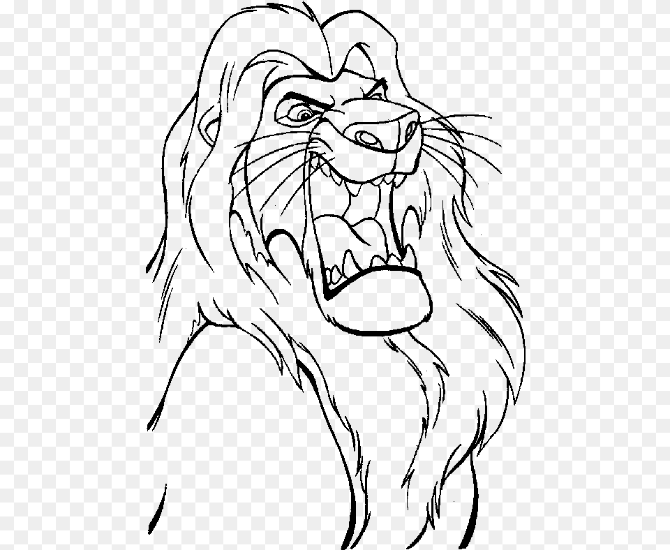 Transparent Angry Lion Mufasa Lion King Coloring Pages, Gray Png