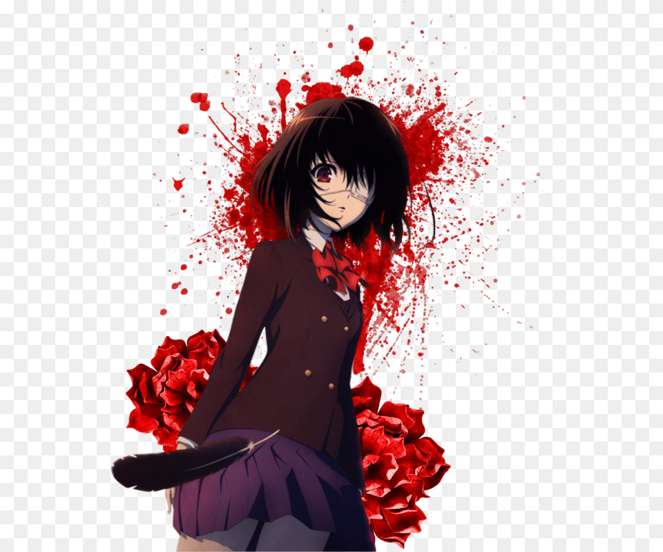 Transparent Anime Blood Roblox Blood T Shirt, Adult, Publication, Person, Woman Free Png Download