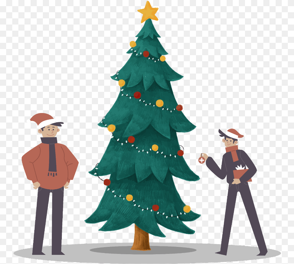 Transparent Anime Christmas Christmas Tree, Adult, Plant, Person, Man Free Png