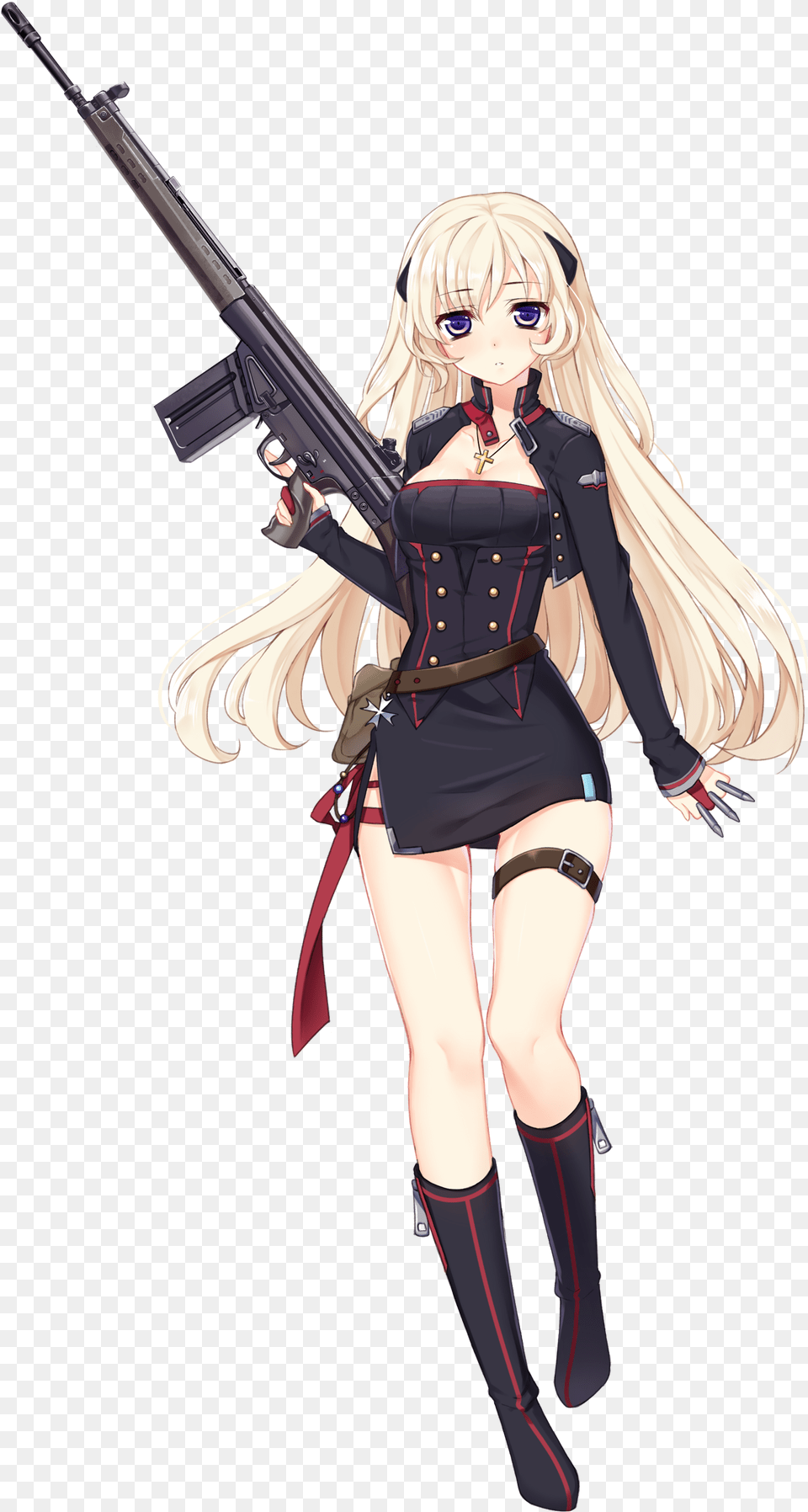 Transparent Anime Girl With Gun Cosplay Costume For Girls, Book, Weapon, Comics, Rifle Free Png