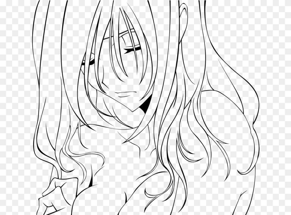 Transparent Anime Lineart Anime Girl Crying Coloring Page, Gray Png Image